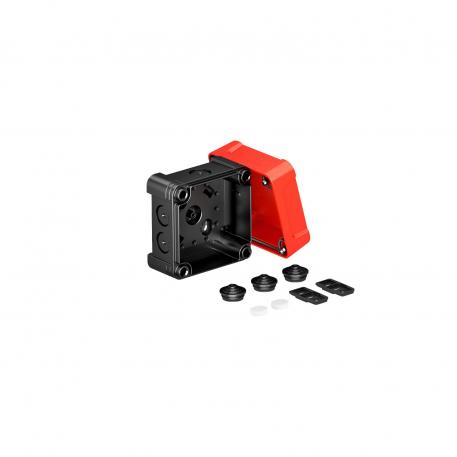 Caixa de derivação X 02 85x85x57 | 7 | IP67 | 7 x Ø20 | preto/vermelho