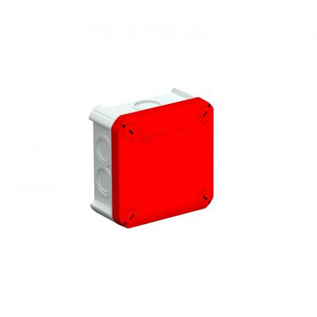 Caixa de derivação T60 com entradas quebráveis 100x100x48 | 7 | IP67 | 7 x Ø25 | cinzento / vermelho