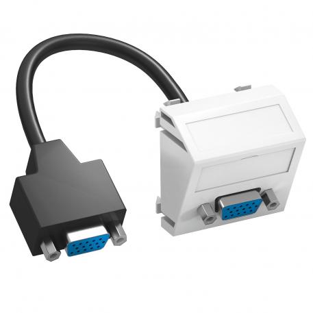 Ligação VGA, 1 módulo, saída inclinada, com cabo de ligação branco puro; RAL 9010