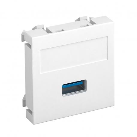 Porta USB 2.0/3.0, 1 módulo, saída plana, com ligação roscada branco puro; RAL 9010