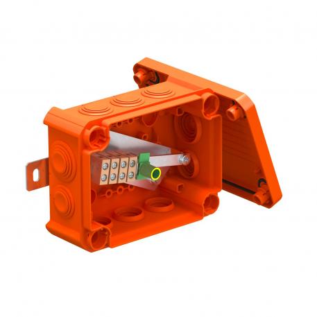 FireBox T100 com bucins cónicos, régua de bornes 136x102x57 | 10 | IP66 | 8 x M25 2 x M32 | cor de laranja; RAL 2003