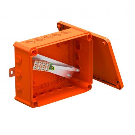 FireBox T250 com bucins cónicos, régua de bornes 225x173x86 |  | IP66 | 9 x M25 7 x M32 | cor de laranja; RAL 2003