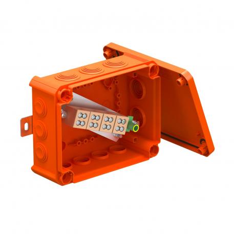 FireBox T160 com bucins cónicos, bornes duplos 176x135x67 | 12 | IP66 | 7 x M25 5 x M32 | cor de laranja; RAL 2003