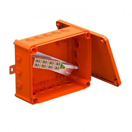 FireBox T250 com bucins cónicos, bornes duplos 225x173x86 |  | IP66 | 9 x M25 7 x M32 | cor de laranja; RAL 2003