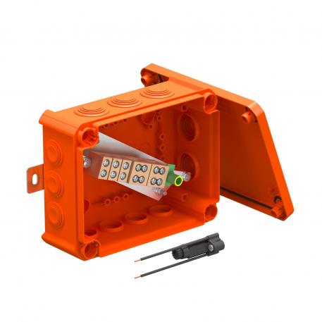 FireBox T160 com bucins cónicos, 1 porta-fusível 176x135x67 | 12 | IP66 | 7 x M25 5 x M32 | cor de laranja; RAL 2003