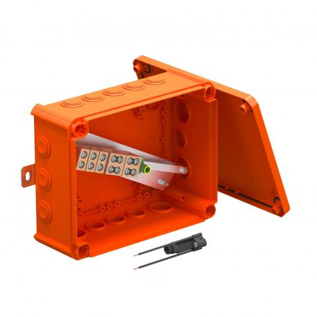 FireBox T250 com bucins cónicos, 1 porta-fusível 225x173x86 |  | IP66 | 9 x M25 7 x M32 | cor de laranja; RAL 2003